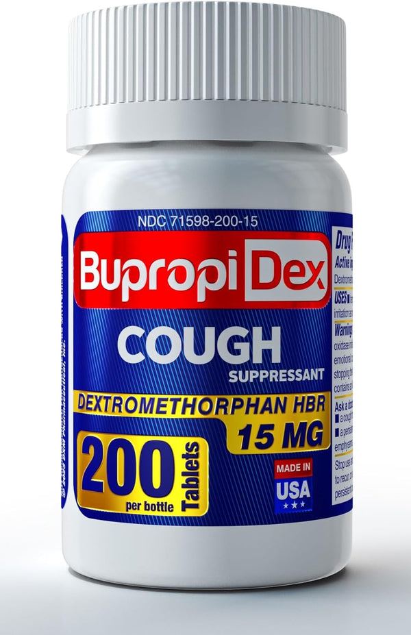 BupropiDex Cough Suppressant Tablet 200 Doses Dextromethorphan HBr 15mg RoboTabs